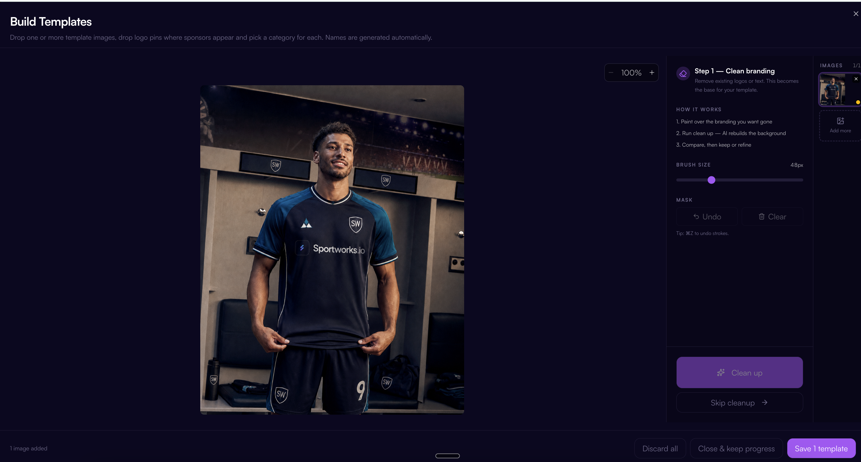 Sportworks.io Build Templates view with inventory templates